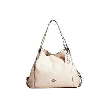 COACH Edie Polished Pebbled Leather Tote Bag Shopping Bag Handbag Shoulder Bag Women's Chalk Pink/Deep Bronze