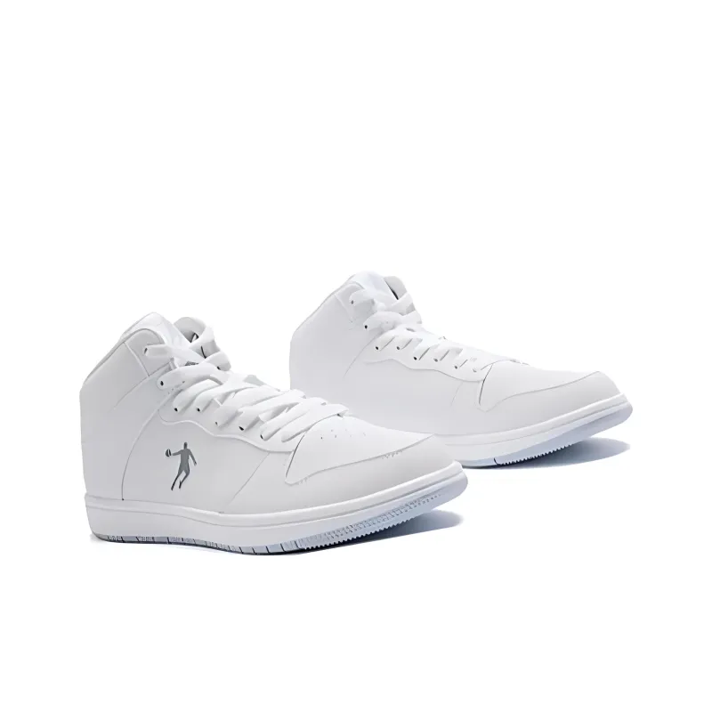QIAODAN Skateboard Shoes Women's High Top Jordan White/Rain Blue-3