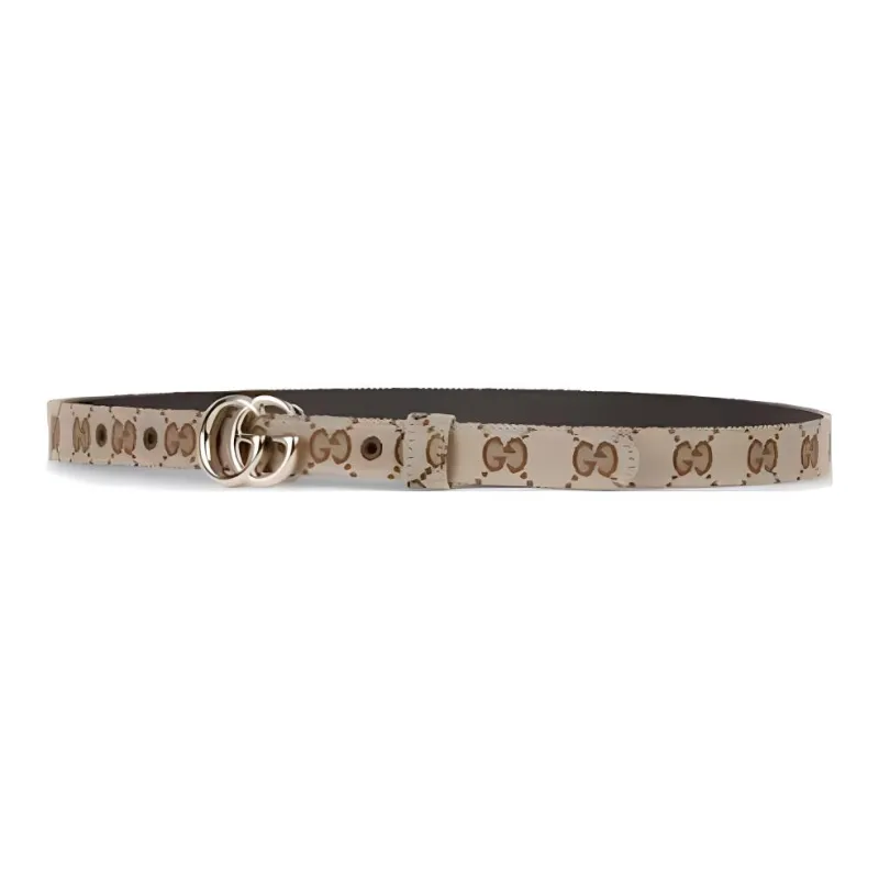 GUCCI   Leather Belts Unisex Khaki Width  2CM-1