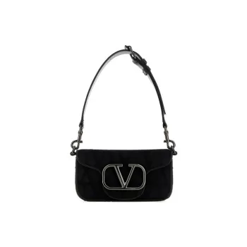 Valentino Fabric With Leather Handbag Shoulder Bag Men's Black
