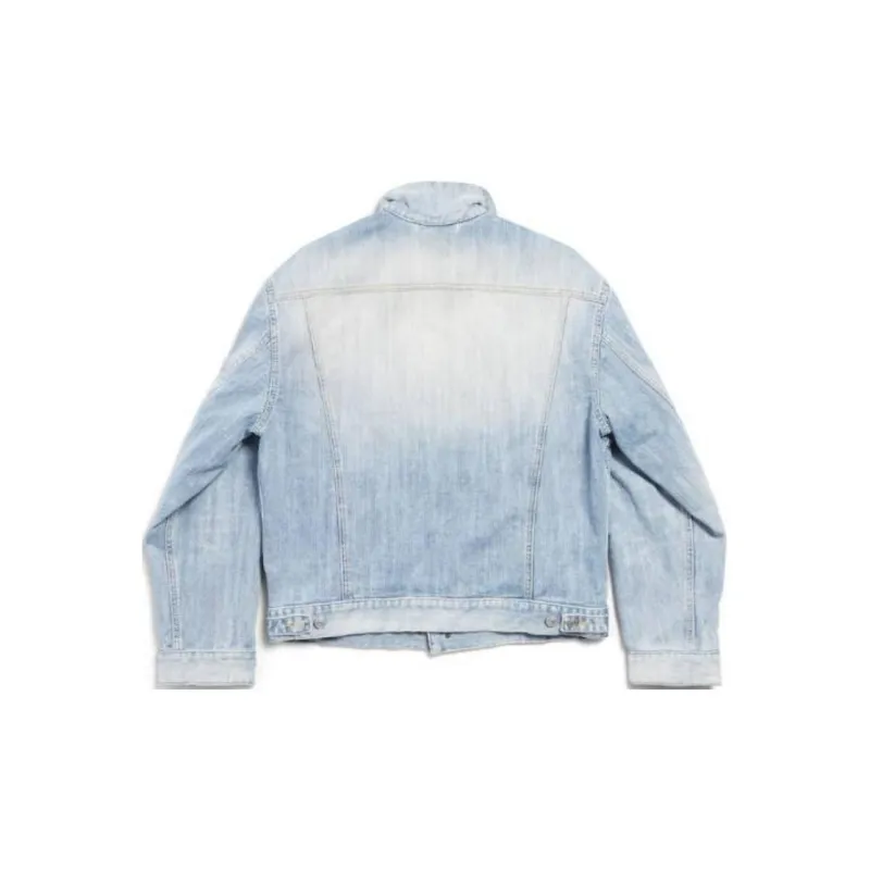 Balenciaga Collared Button Up Denim Jacket-1