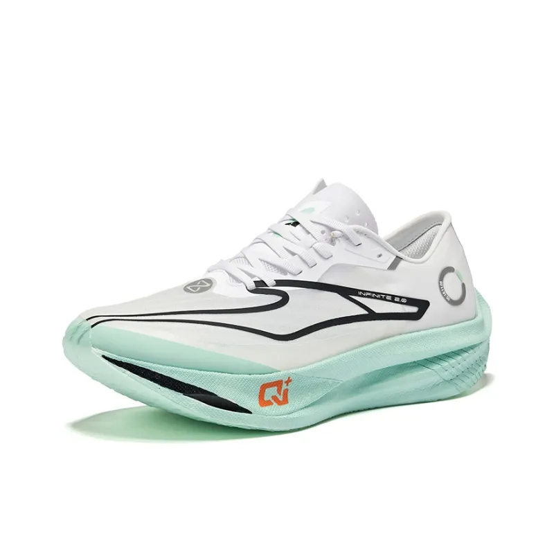 Erke Zhijing 2.0 Cushioning Wear-Resistant Rebound Low-Top Carbon Plate Casual Running Shoes Men's White Green Black-2