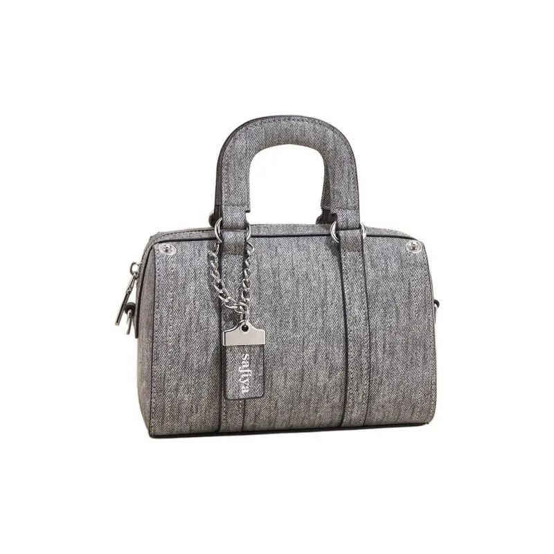 Safiya Synthetic Leather Boston Bag Handbags Medium Size Women's Gray-3