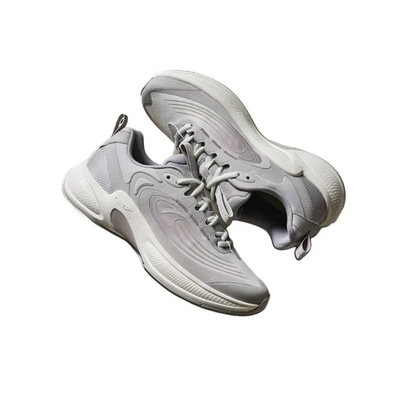 Anta C37+ Cushioned Slip Resistant Low Top Running Shoes Men's Gray White-2