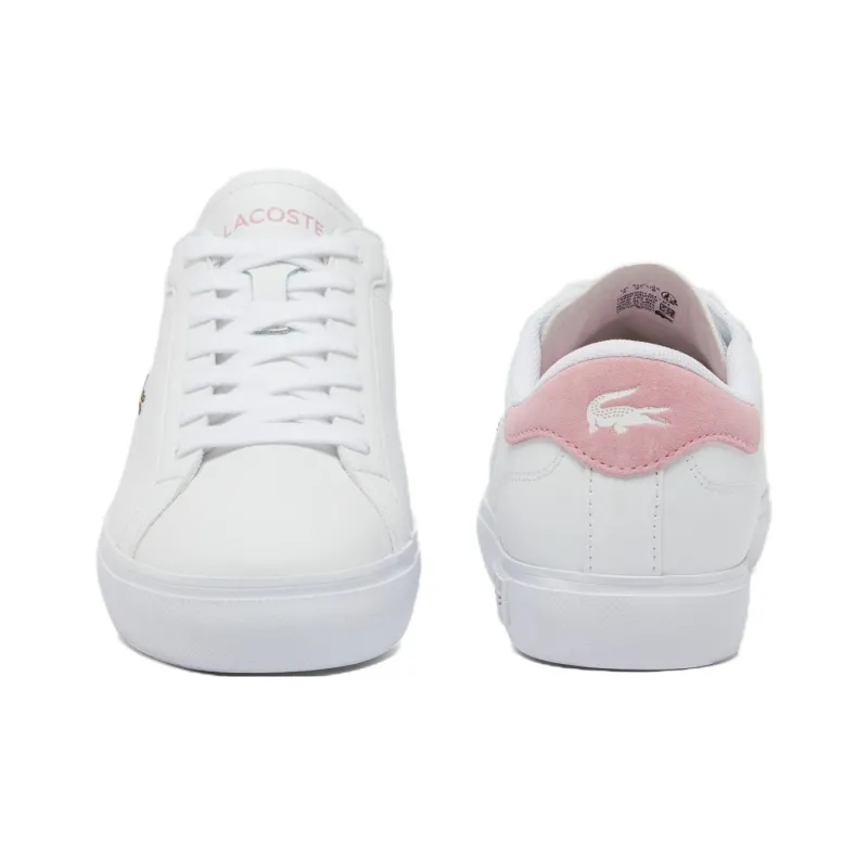LACOSTE Powercourt Low Top Skateboard Shoes Women's White Pink-3