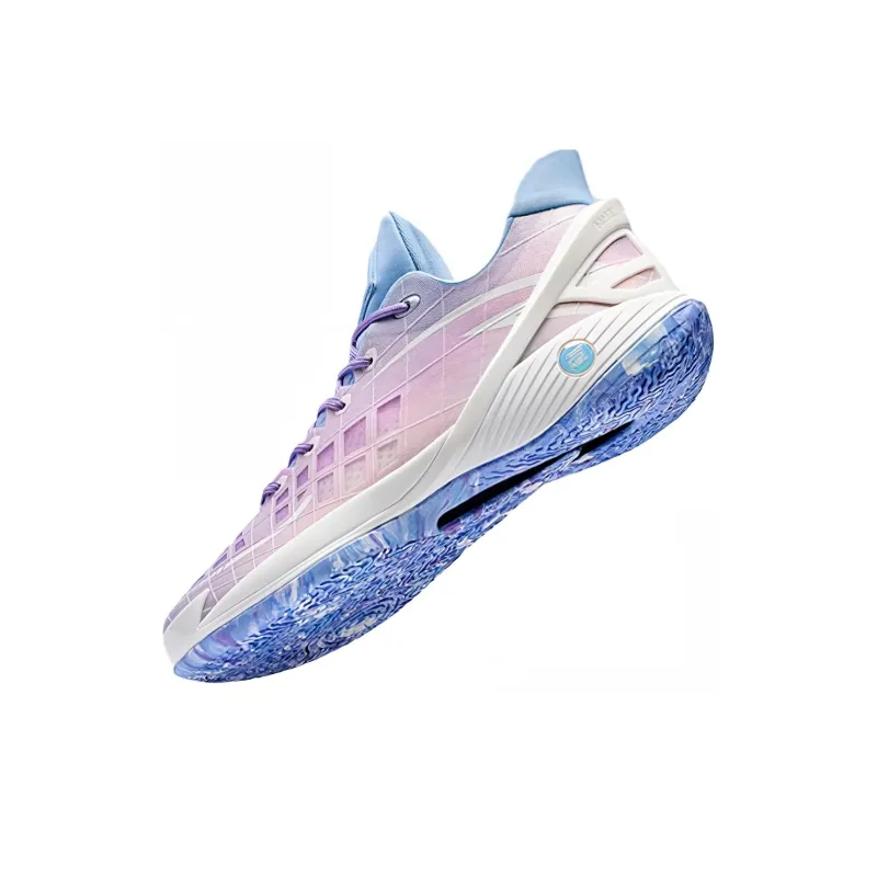 Anta Frivolous Cushioning Anti Slip And Wear Resistant Low Top Basketball Shoes Men's Purple Blue White-2