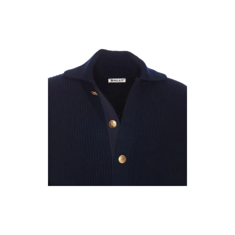 BALLY Logo Patch Striped Knitted Jacket-3