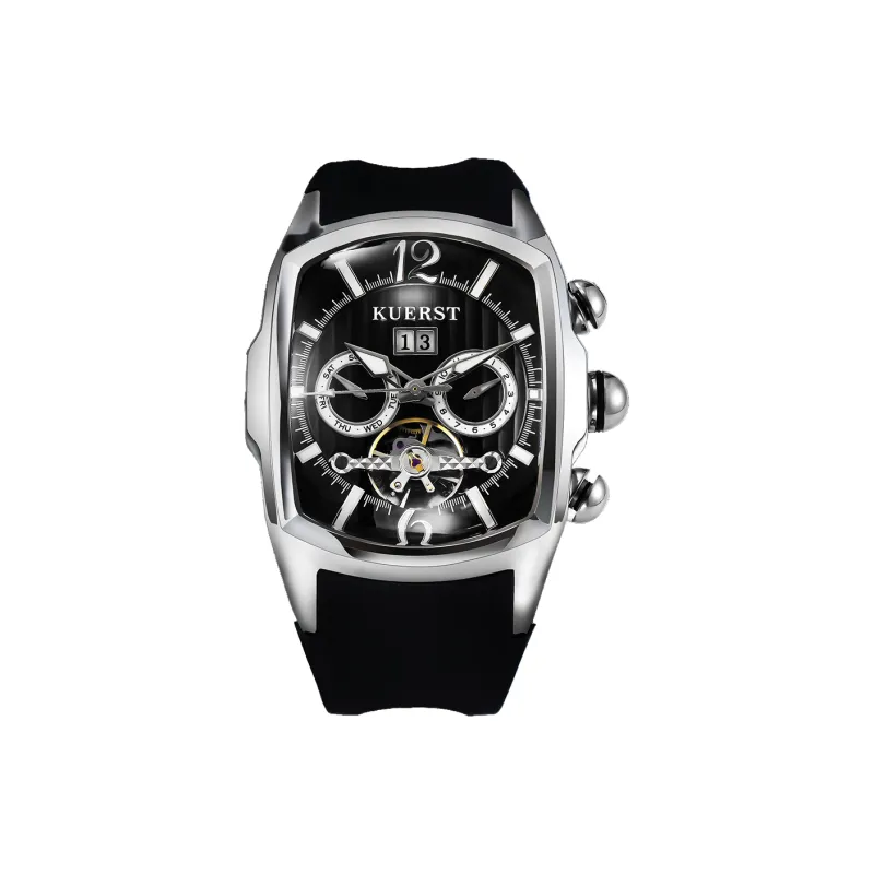 KUERST Automatic Mechanical Movement Rubber Strap Watch Men's Watches Black Dial-11