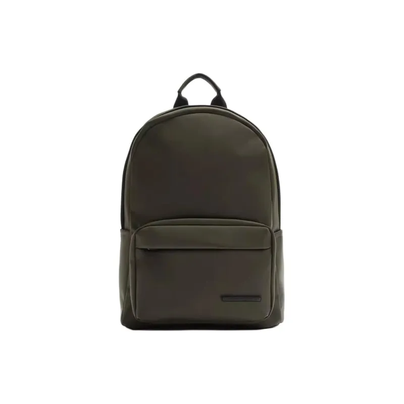ZARA PU Backpack Medium Size Men's Light Beige Yellow/Khaki Green-5