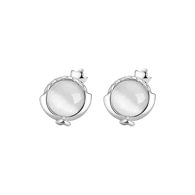 2801 S925 Silver Stud Earrings Women's-5