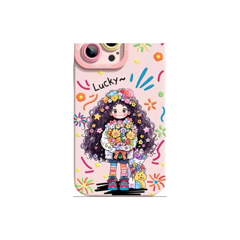 Wei Xin Silicone Material Bouquet Girl Phone Cases Compatible With IPhone 16/15 Pro Max/Apple 13/14 Pro/Max-4