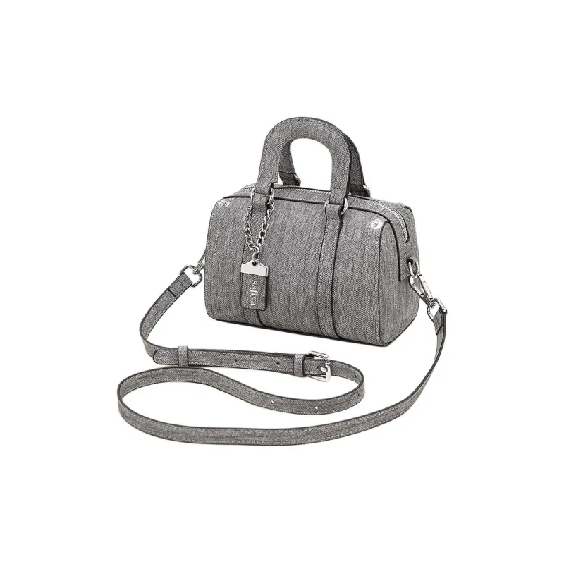 Safiya Synthetic Leather Boston Bag Handbags Medium Size Women's Gray-1