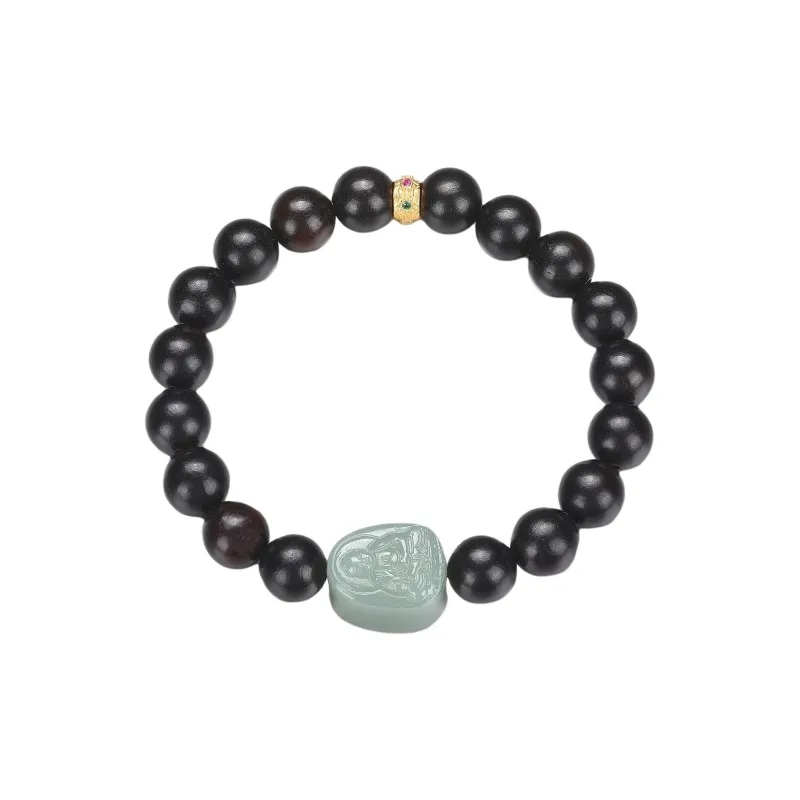 Cuiya Golden Building Bracelets Pale Greenish White Jade Unisex-16
