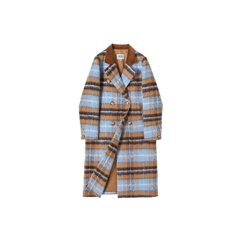 TOUCH Coat Women's Blue Coffee Plaid-2