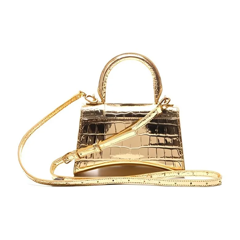 Balenciaga Hourglass Cow Leather Shopping Bag Handbag Extra Small Women's Gold-2