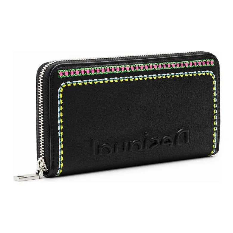 Desigual Polyurethane Wallet Large Size Women's Black-1