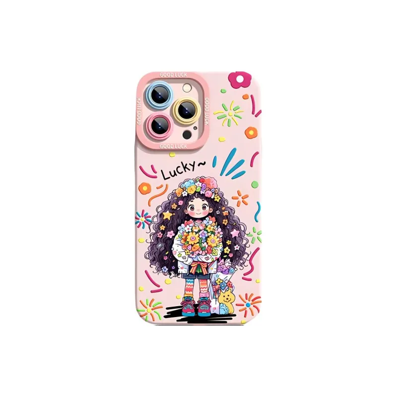 Wei Xin Silicone Material Bouquet Girl Phone Cases Compatible With IPhone 16/15 Pro Max/Apple 13/14 Pro/Max-2