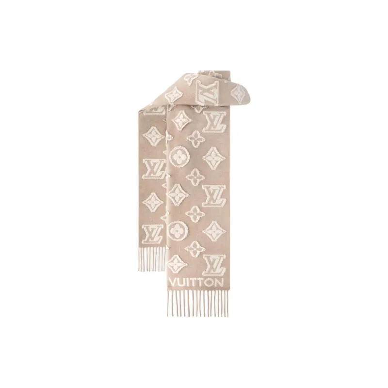 LOUIS VUITTON Cashmere Knit Scarves Women's Light Brown-1