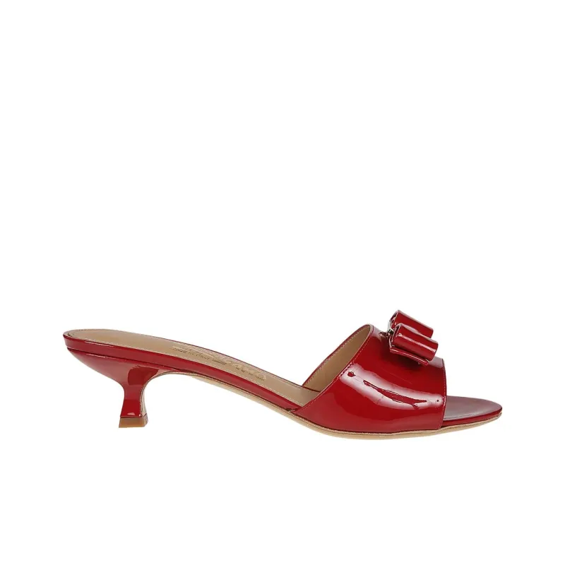 FERRAGAMO Vara Slide Slippers 4cm Women's Red-1