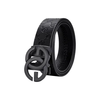 POLO Cow Leather Belts Men's Electroplated Black Width  3.5cm