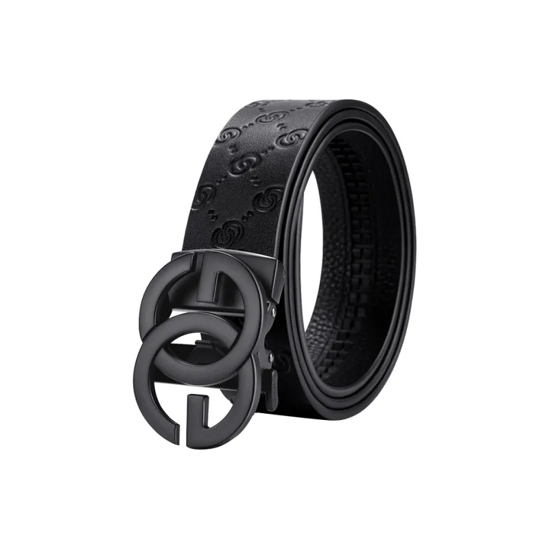 POLO Cow Leather Belts Men's Electrophoresis Black Width 3.5cm-0