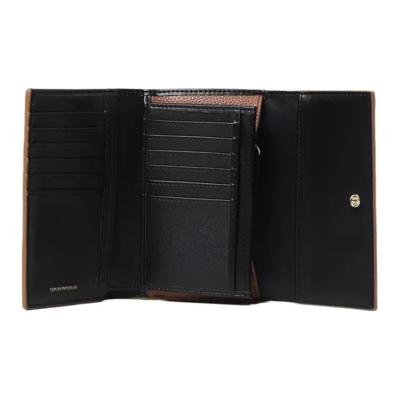 EMPORIO ARMANI Grain Synthetic Leather Wallet Women's Brown-2
