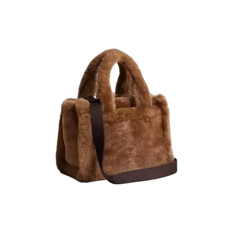COACH Cargo Shearling Tote Bag, Shopping Bag, Crossbody Bag, One Shoulder Handbag Trumpets Women's Brown-1