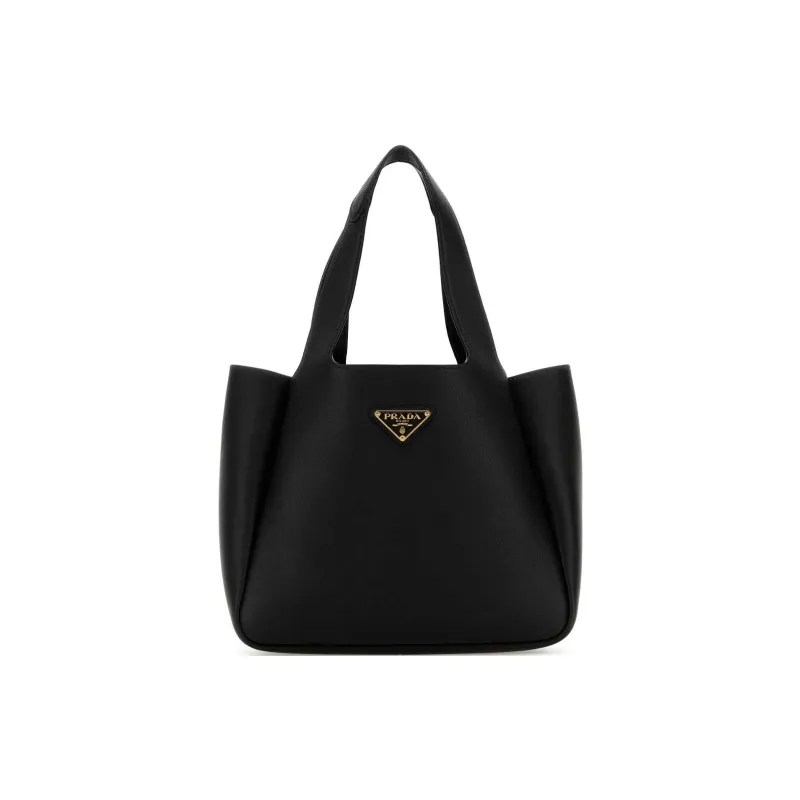 PRADA Leather Tote Bag, Shopping Bag, Handbag Women's Black-0