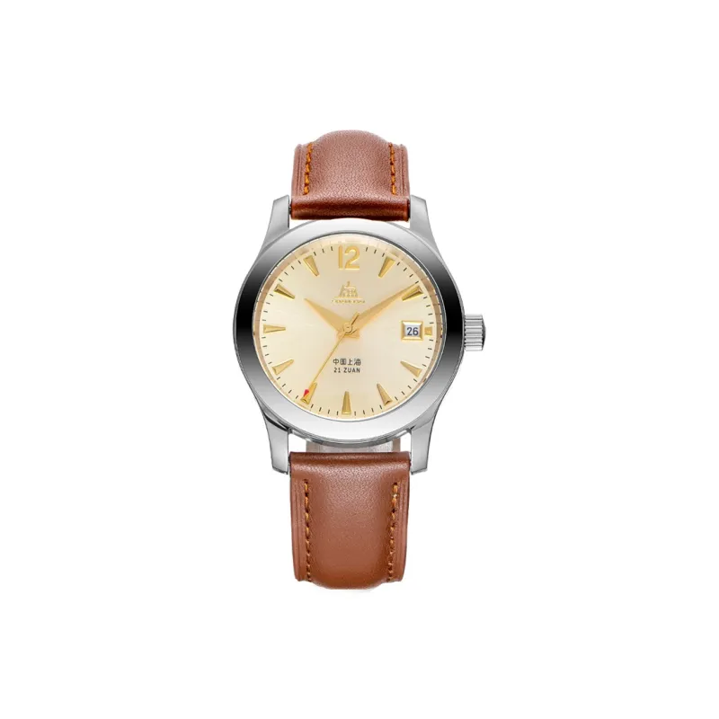 SHANGHAI Tribute Collection Automatic Mechanical Movement Cowhide Strap Men's Watches White Dial-3
