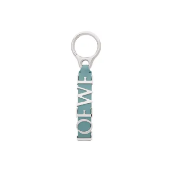 LOEWE Calfskin Brass Keychains Unisex Blue/Palladium Color