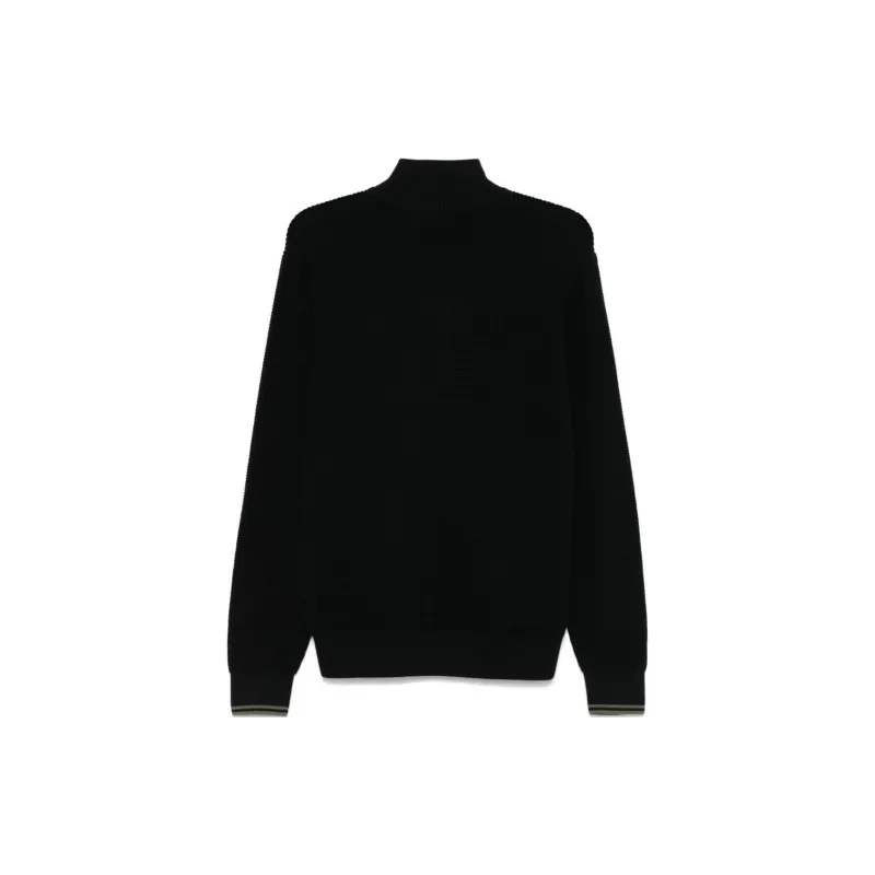 FRED PERRY Waffle stitch Half zip Sweater-1