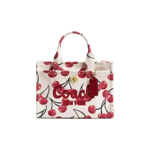 COACH Cargo Canvas Shoulder Bag Crossbody Bag Handbag Small Size Women's White & Red