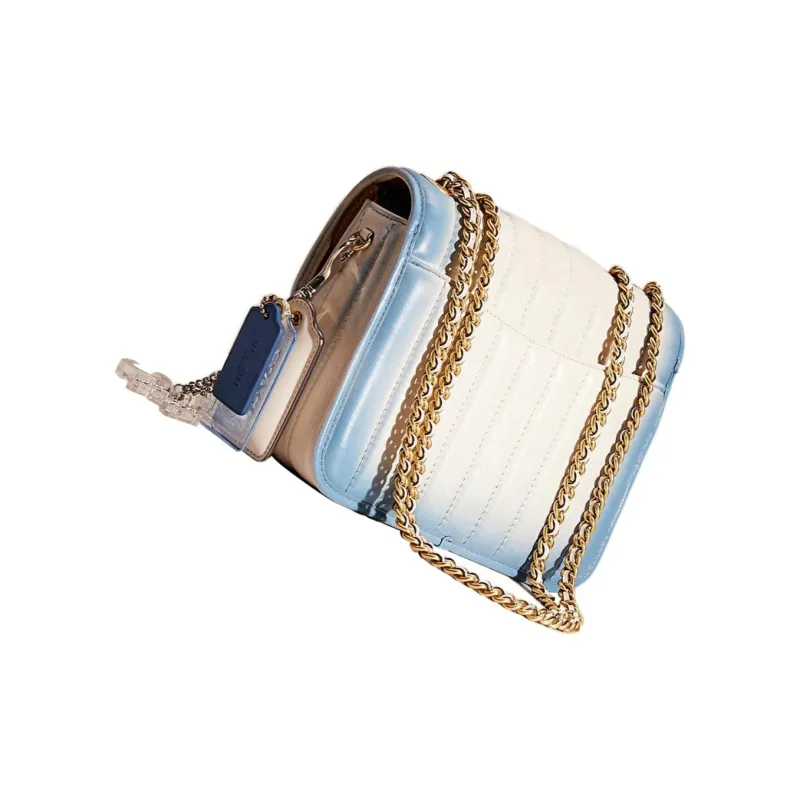COACH Madison Cow Leather Small Square Bag Sheet Music Bag Shoulder Bag Medium Size Women's Blue White Gradient-2