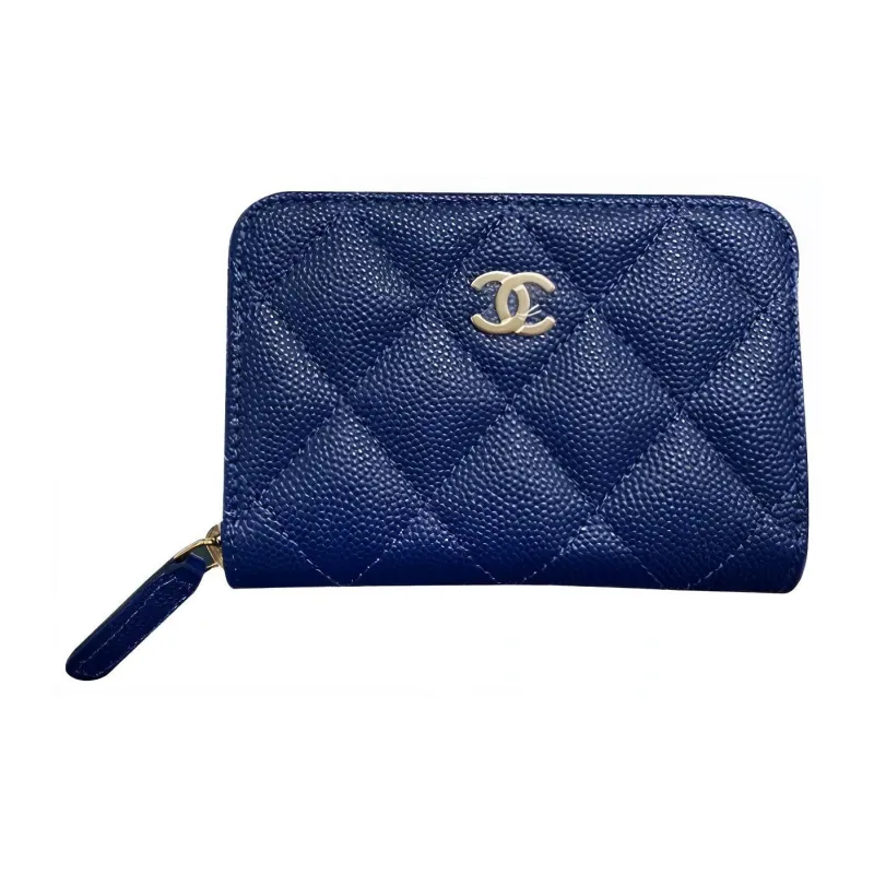 CHANEL Grain Bright Caviar Calfskin Coin Purse Women's Marine Blue-0