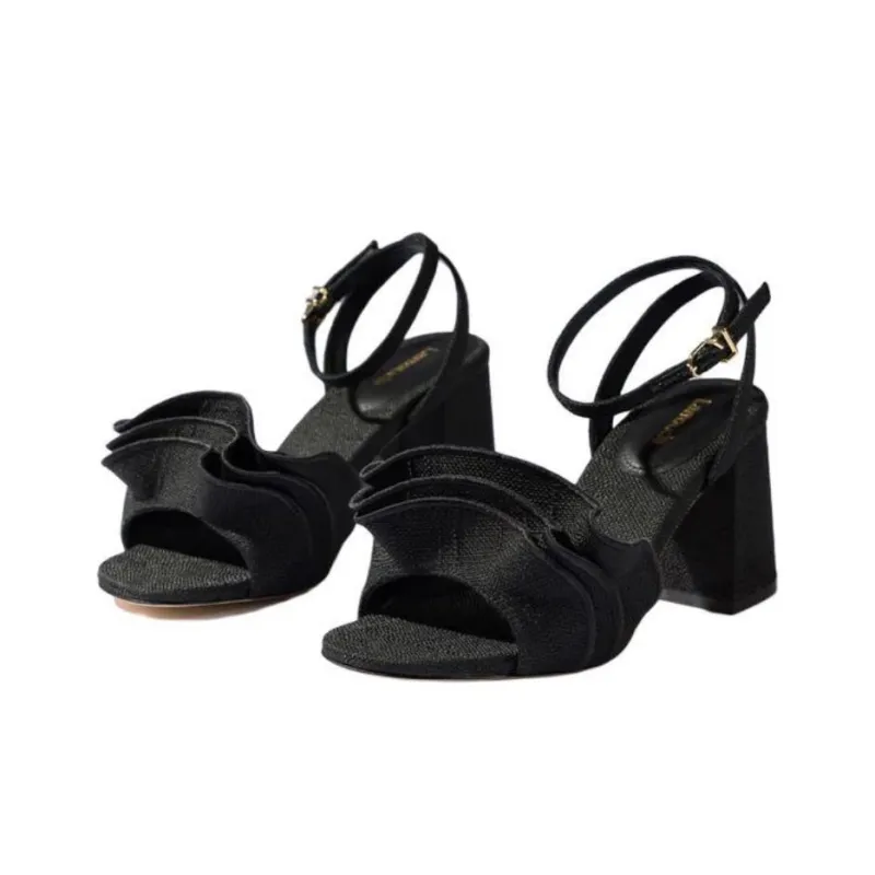Larroude Selena Strap Sandals 7.5cm Women's Black-4