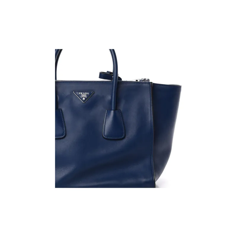PRADA Genuine Leather Shoulder Bag Crossbody Bag Handbag Women's Dark Blue-3