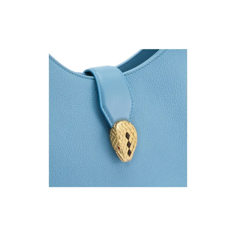 BVLGARI Serpenti Ellipse Cow Leather Handbag Shoulder Bag Crossbody Bag Women's Sapphire Blue-4