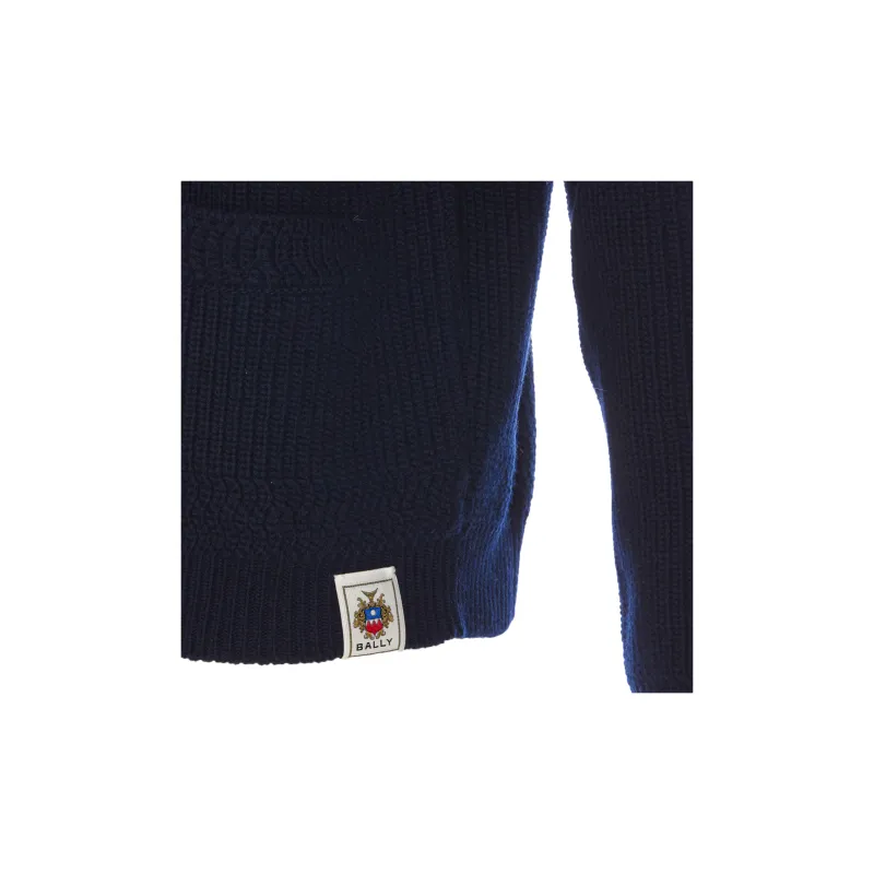 BALLY Logo Patch Striped Knitted Jacket-4