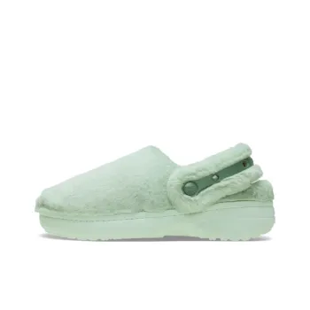 Crocs Fuzzy Abrasion Resistant Slip Resistant Wrap toe Slippers Unisex Green