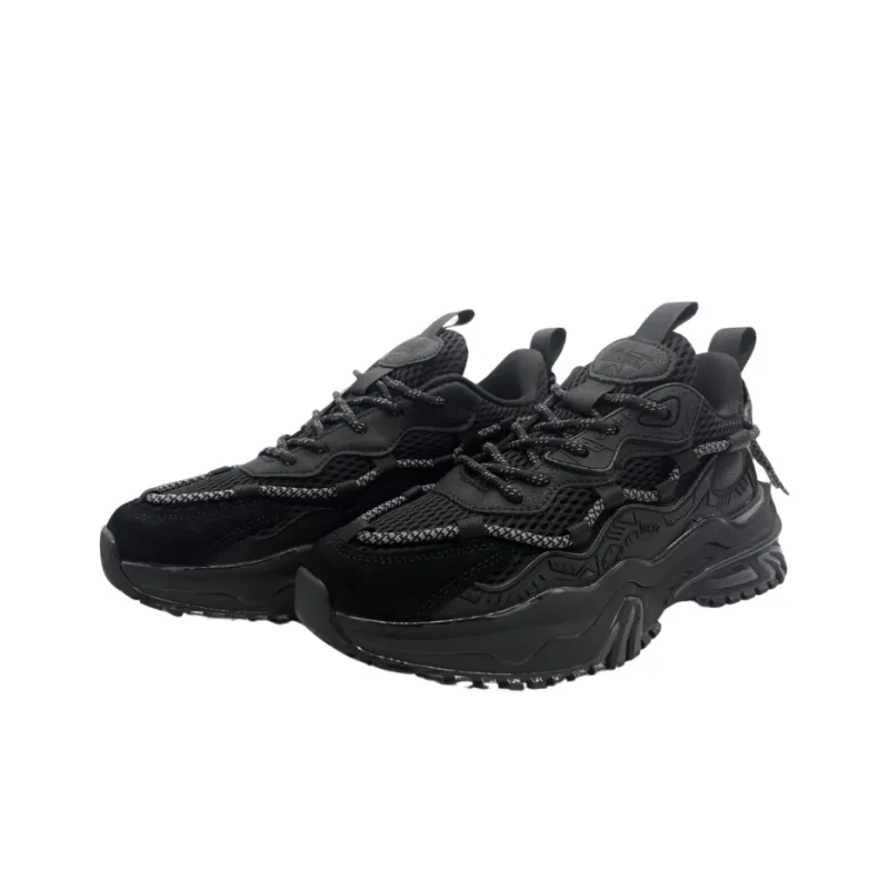 QIANJIN Cushioning, Slip Resistant, Coverage, Height Increasing Low Top Chunky Sneakers Unisex Black-1