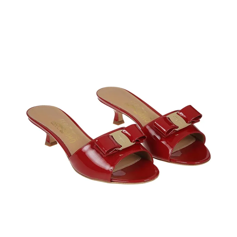 FERRAGAMO Vara Slide Slippers 4cm Women's Red-2