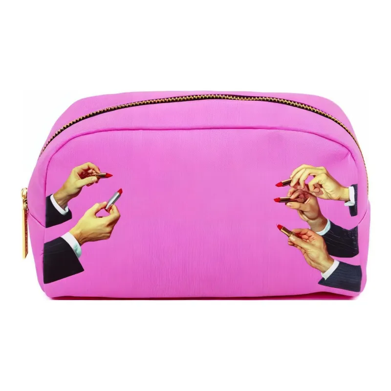 SELETTI Lipstick Print Makeup Bag-0