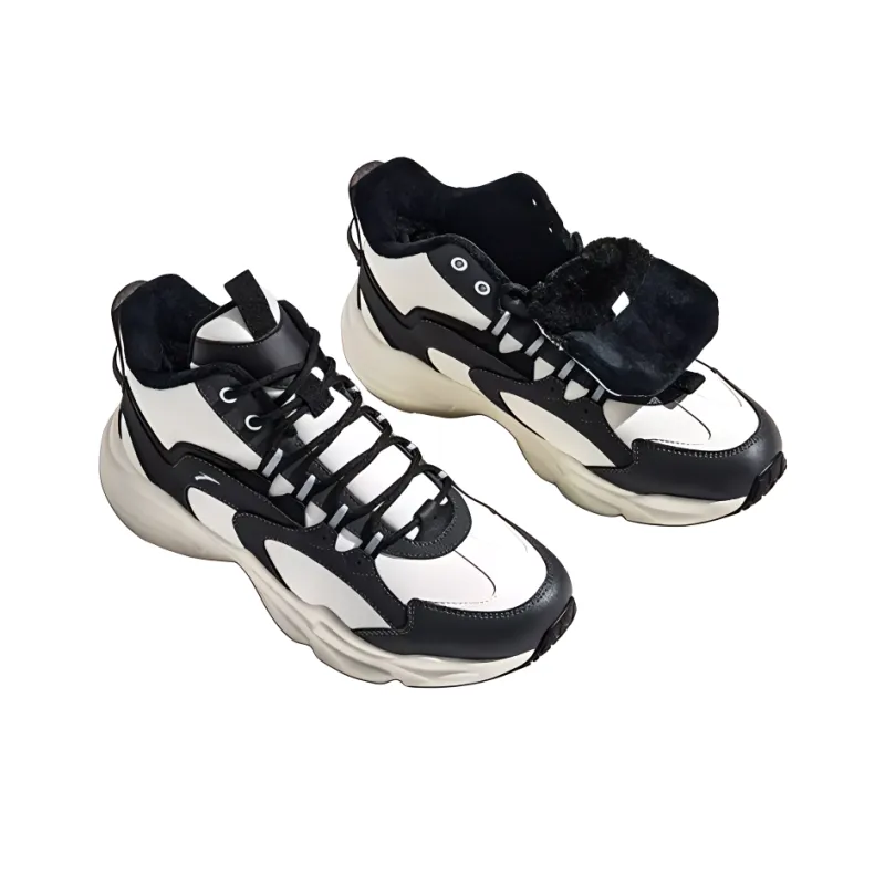 Anta Walker Anti Slip And Wear Resistant Water Resistant High Top Casual Shoes Men's White Black-2