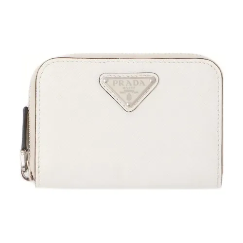 PRADA Cow Leather Wallet Men's White