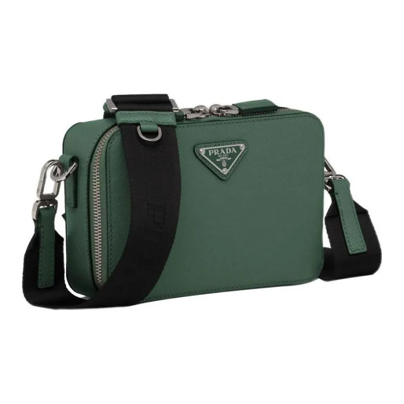 PRADA Brique Leather Shoulder Bag Crossbody Bag Men's Emerald Green-1