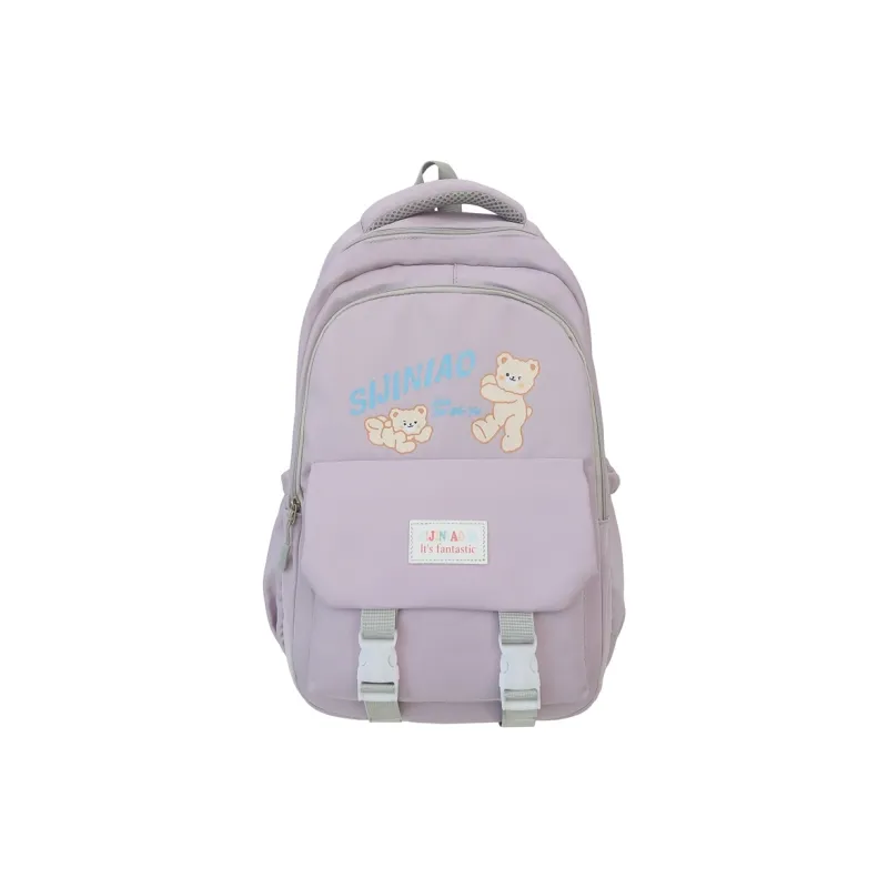 LUVISTRUE Nylon Backpack Regular Unisex Black Purple/Pink Blue/Gray-4