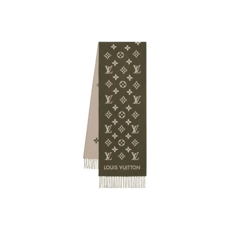 LOUIS VUITTON Sheep Wool Knit Scarves Men's Green-0