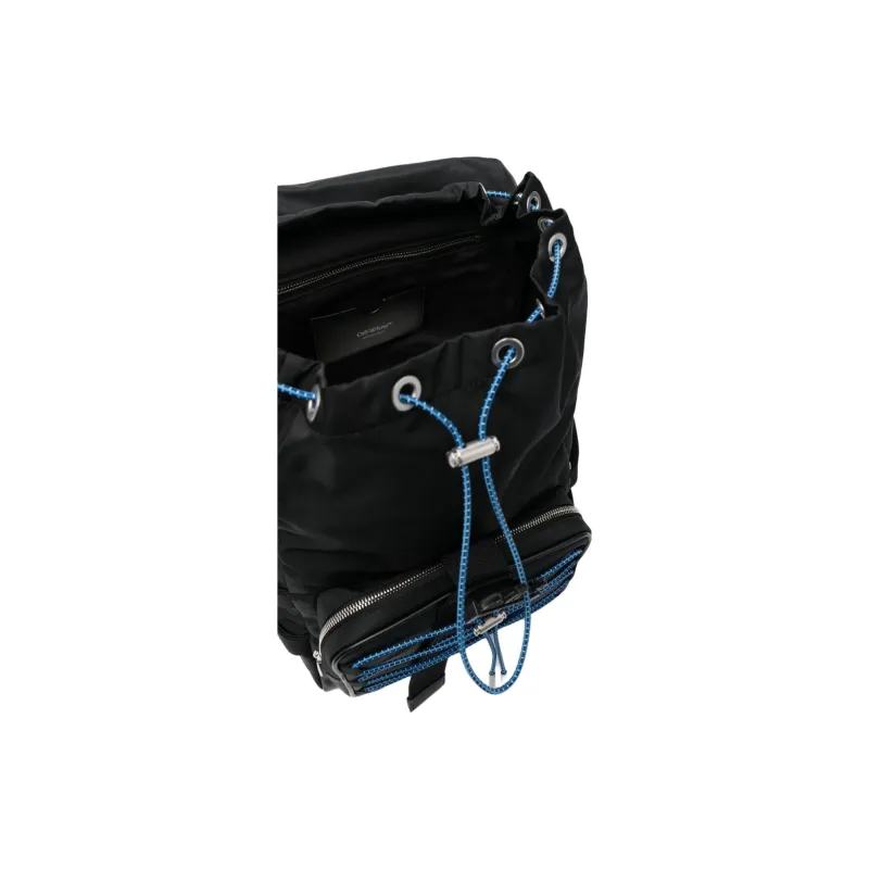 OFF WHITE Courrie Flap Drawstring Backpack Black/Multicolour-4