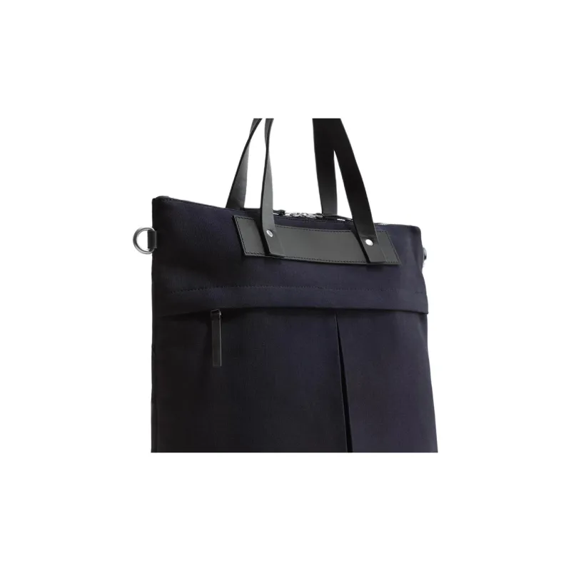 ZARA Cotton With Cow Leather Tote Bag Shopping Bag Handbag Regular Men's Blue-3