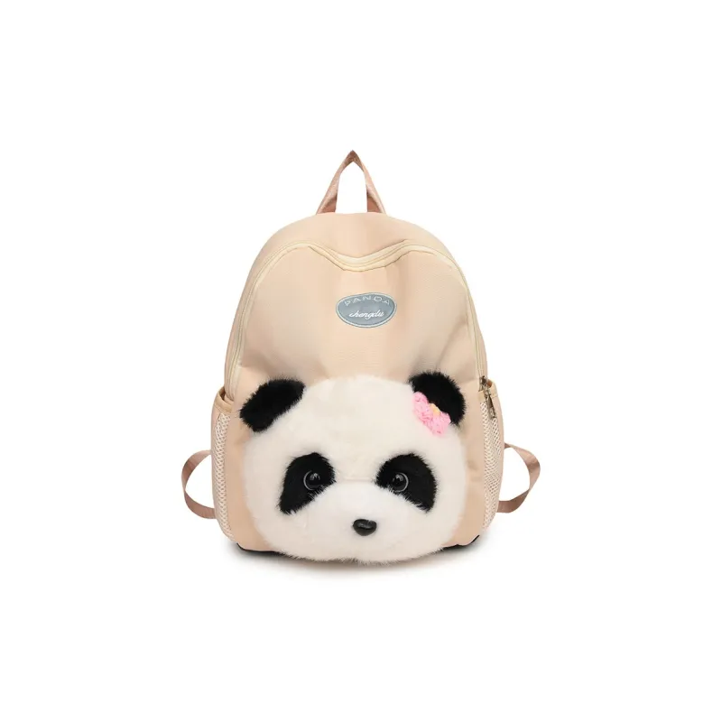 Kaka Tree Nylon With Plush Backpack Women's Khaki/Green-4